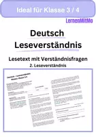 Vorschau - Arbeitsblätter - Deutsch Leseverständnis - Fragen zu Text beantworten Klasse 2-5 - Deckblatt