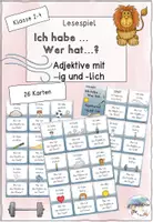 Vorschau - Spiele - Adjektive mit -ig und -lich: Lesespiel "Ich habe... Wer hat...?" - Deckblatt