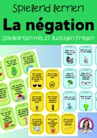 Vorschau - Arbeitsblätter - Französische Verneinung: Spielkarten mit lustigen Fragen - Deckblatt
