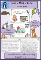 Vorschau - Spiele - Haustiere, Lesetexte - Deckblatt