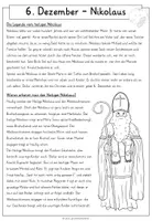 Vorschau - Arbeitsblätter - "6. Dezember - Nikolaus" - Lesetext mit Fragen und Lösungen - Seite 1
