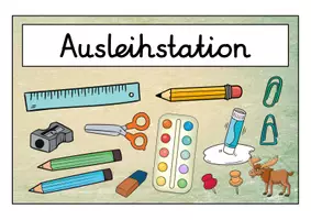 Vorschau - Bildkarten - Ausleihstation Schilder - Elch für die Elchklasse - Seite 1