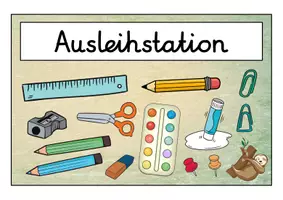 Vorschau - Bildkarten - Ausleihstation Schilder - Faultier für die Faultierklasse - Seite 1
