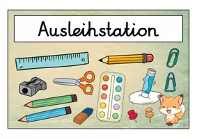 Vorschau - Bildkarten - Ausleihstation Schilder - Fuchs für die Fuchsklasse - Seite 1