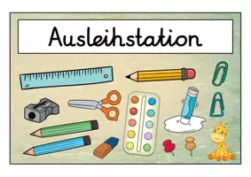 Vorschau - Bildkarten - Ausleihstation Schilder - Giraffe für die Giraffenklasse - Seite 1