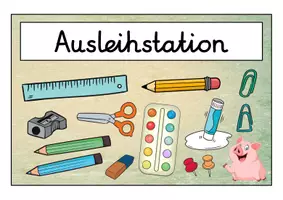 Vorschau - Bildkarten - Ausleihstation Schilder - Schwein für die Schweinklasse - Seite 1