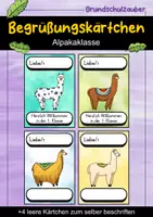 Vorschau - Bildkarten - Begrüßungskärtchen - Alpaka für die Alpakaklasse - Willkommensgruß - Deckblatt