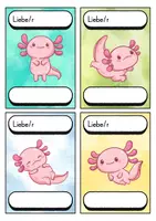 Vorschau - Bildkarten - Begrüßungskärtchen - Axolotl für die Axolotlklasse - Willkommensgruß - Seite 2