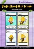 Vorschau - Bildkarten - Begrüßungskärtchen - Biene für die Bienenklasse - Willkommensgruß - Deckblatt