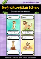 Vorschau - Bildkarten - Begrüßungskärtchen - Erdmännchen für die Erdmännchenklasse - Willkommensgruß - Deckblatt
