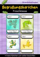 Vorschau - Bildkarten - Begrüßungskärtchen - Frosch für die Froschklasse - Willkommensgruß - Deckblatt