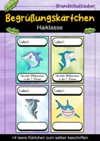 Vorschau - Bildkarten - Begrüßungskärtchen - Hai für die Haiklasse - Willkommensgruß - Deckblatt