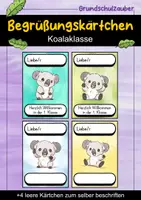 Vorschau - Bildkarten - Begrüßungskärtchen - Koala für die Koalaklasse - Willkommensgruß - Deckblatt