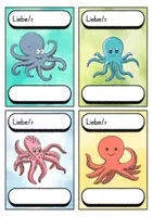 Vorschau - Bildkarten - Begrüßungskärtchen - Oktopus für die Oktopusklasse - Willkommensgruß - Seite 2
