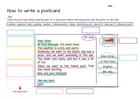 Vorschau - Arbeitsblätter - Worksheet - How to write a postcard - class 5 - Seite 2