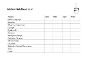 Vorschau - Anderer Materialtyp - Arbeitsplantabelle Hauswirtschaft - Seite 1