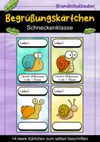 Vorschau - Bildkarten - Begrüßungskärtchen - Schnecke für die Schneckenklasse - Willkommensgruß - Deckblatt