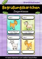 Vorschau - Bildkarten - Begrüßungskärtchen - Ziege für die Ziegenklasse - Willkommensgruß - Deckblatt