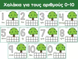 Προεπισκόπηση - Φύλλα εργασίας - Χαλάκια για τους αριθμούς 0-10 (Ελιά) - Εξώφυλλο