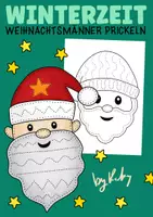 Vorschau - Mal- und Bastelvorlagen - Weihnachtsmänner Prickeln - Fensterbilder für Weihnachten - Deckblatt