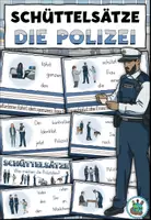 Vorschau - Aufgabenkarten - Schüttelsätze "Was machen die Polizisten?" Achtung, Notfall! - DaZ / DaF / Deutsch - Deckblatt