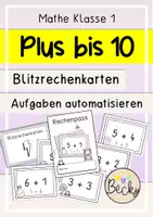 Vorschau - Aufgabenkarten - Materialpaket: Blitzrechenkarten (Addition, Subtraktion bis 10) - Seite 1
