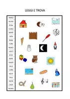 anteprima - Esercizi - LEGGI E TROVA - parole bi-tri-quadrisillabe no gruppi MAIUS - Pagina 1
