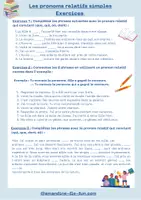 Aperçu - Feuilles d'exercices - Les Pronoms Relatifs Simples / Français / A2 - Page 2