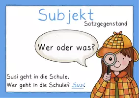 Vorschau - Poster - Satzglieder Merkplakate (Subjekt, Prädikat, Adverbiale, Objekt) - Seite 1