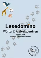 Vorschau - Spiele - DaZ - Deutsch - Lesedomino Tiere - Wörter und Artikel zuordnen - Deckblatt
