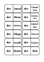 Vorschau - Spiele - DaZ - Deutsch - Lesedomino Tiere - Wörter und Artikel zuordnen - Seite 1
