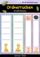 Vorschau - Anderer Materialtyp - Ordnerrücken schmal + breit - Giraffe für die Giraffenklasse - Deckblatt