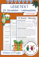 Vorschau - Arbeitsblätter - "24. Dezember - Weihnachten" - Lesetext mit Fragen und Lösungen - Deckblatt