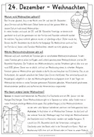 Vorschau - Arbeitsblätter - "24. Dezember - Weihnachten" - Lesetext mit Fragen und Lösungen - Seite 1