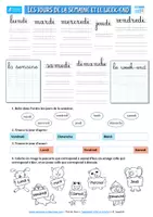 Aperçu - Feuilles d'exercices - Écriture cursive + exercices - Jours de la semaine (version gratuite) - Page 1