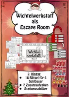 Vorschau - Arbeitsblätter - Wichtelwerkstatt Klasse 2 Escape Room 18 Aufgaben - Deckblatt