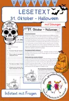 Vorschau - Arbeitsblätter - "31. Oktober - Halloween" - Lesetext mit Fragen und Lösung - Deckblatt