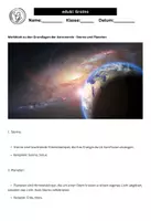 Vorschau - Arbeitsblätter - Merkblatt zu den Grundlagen der Astronomie - Sterne und Planeten - Deckblatt