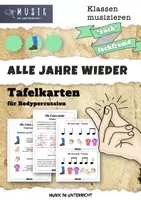 Vorschau - Bildkarten - MUSIK 👏🏼 Alle Jahre wieder 🎄 Tafelkarten für Bodypercussion • Klassenmusizieren *auch fachfremd* - Deckblatt