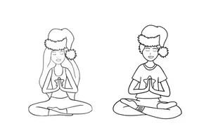 Vorschau - Mal- und Bastelvorlagen - Weihnachtsyogini & Yogi Ausmalbild - Deckblatt