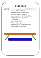 Vorschau - Stationenlernen - Turnen an Stationen Balken - Aufbau- und Übungskarten - Deckblatt
