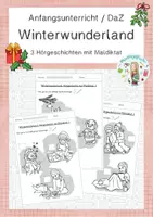 Vorschau - Arbeitsblätter - Hörgeschichten mit Maldiktat - Winterwunderland - Deckblatt