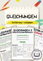 Vorschau - Arbeitsblätter - Einführung in Gleichungen - Mathematik - Deckblatt