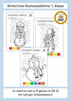 Vorschau - Arbeitsblätter - Winterliche Rechenmalblätter - 1. Klasse - Deckblatt