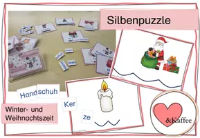 Vorschau - Mal- und Bastelvorlagen - Lesetraining: Silbenpuzzle - Winter- und Weihnachtszeit - Deckblatt