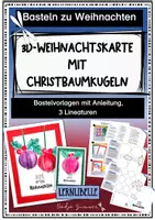 Vorschau - Mal- und Bastelvorlagen - 3D-Weihnachtskarte mit Christbaumkugeln - Bastelidee zur Weihnachtszeit - Grundschule - Deckblatt