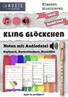 Vorschau - Merkblätter - MUSIK 🎵 Kling Glöckchen 🔔 MP3 + Noten für Boomwhacker Keyboard Blockflöte • Klassenmusizieren - Deckblatt