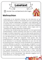Vorschau - Arbeitsblätter - Leseverständnis - Weihnachten + Lösungen - Seite 1