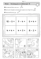 Vorschau - Arbeitsblätter - "Winter" Rechenpuzzle im Zahlenraum 10 - Seite 1