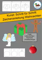 Vorschau - Mal- und Bastelvorlagen - Materialpaket: Kunst: Zeichenvorlagen: Schritt für Schritt Anleitungen: Weihnachten (Sparpaket) - Seite 1